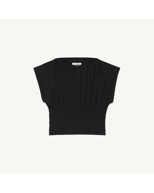 MM6 by Maison Margiela Black Pleated Sleeveless Top