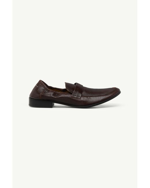 MM6 by Maison Margiela Black Swing-Toe Leather Loafers
