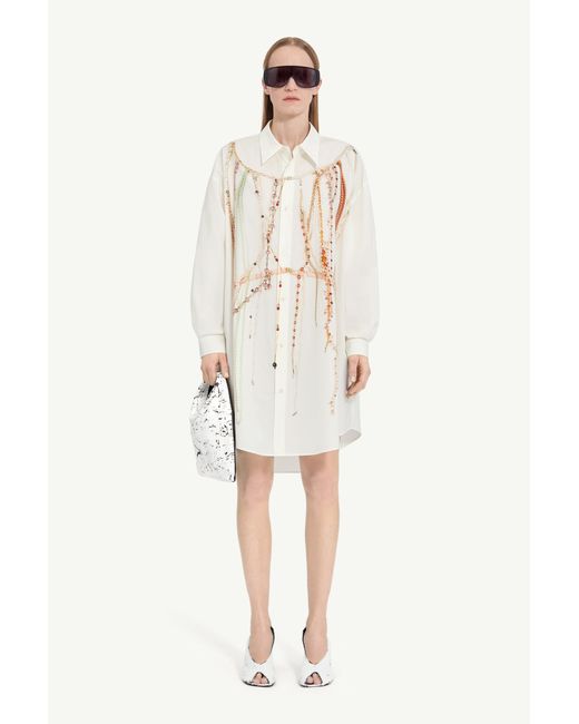 MM6 by Maison Margiela White Pearl Shirt Dress