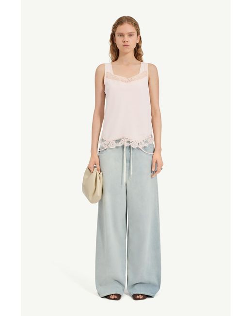MM6 by Maison Margiela Pink Mirrored Lace Slip Top
