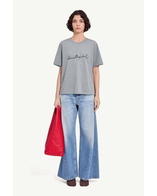 MM6 by Maison Margiela Gray Handwritten-Print Cotton Jersey T-Shirt