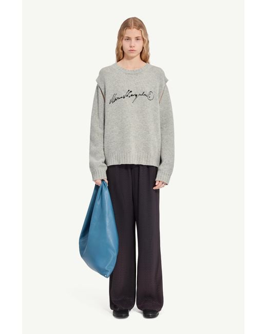 MM6 by Maison Margiela White Handwritten Knit Jumper