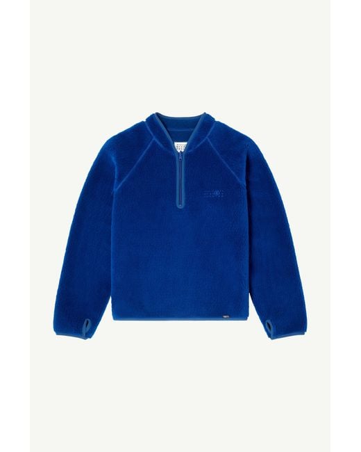 MM6 by Maison Margiela Blue Reversible Teddy Fleece Sweatshirt for men