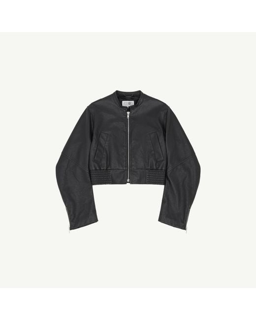 MM6 by Maison Margiela Black Cropped Bomber Jacket