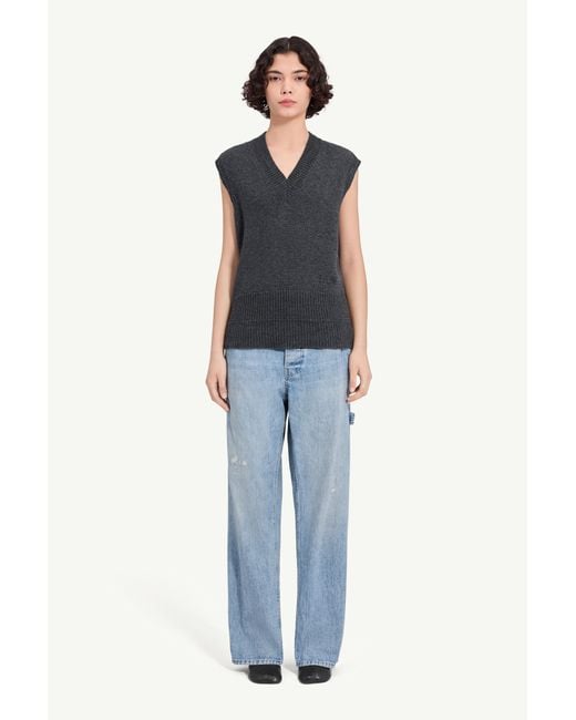 MM6 by Maison Margiela Black Merino Wool Knitted Gilet