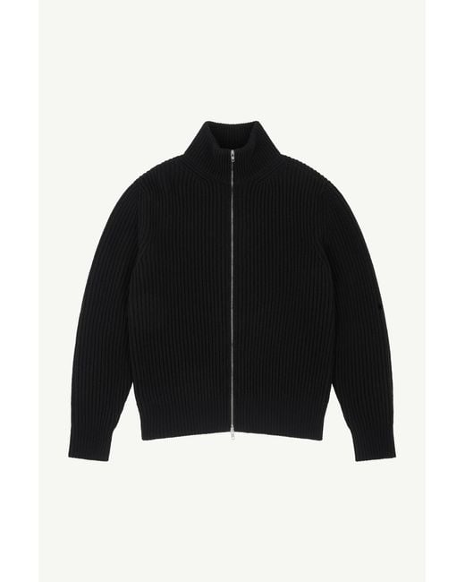 MM6 by Maison Margiela Black Ribbed Knit Jacket for men