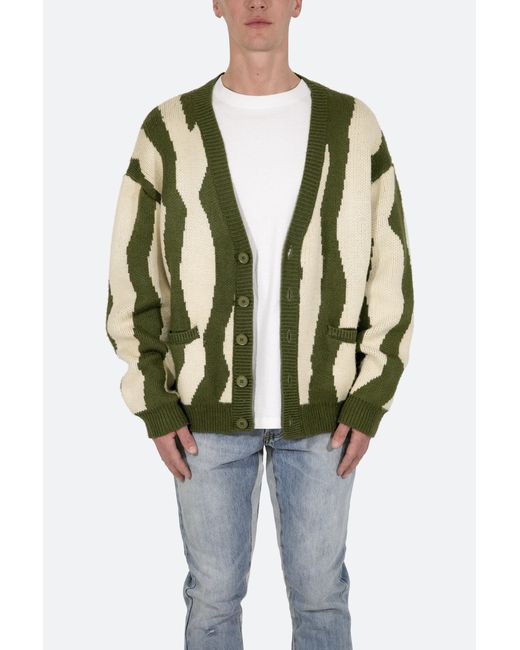MNML Synthetic Zebra Cardigan in Green 