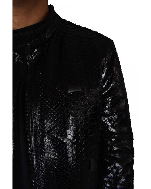 Philipp Plein Black Biker Jacket for men
