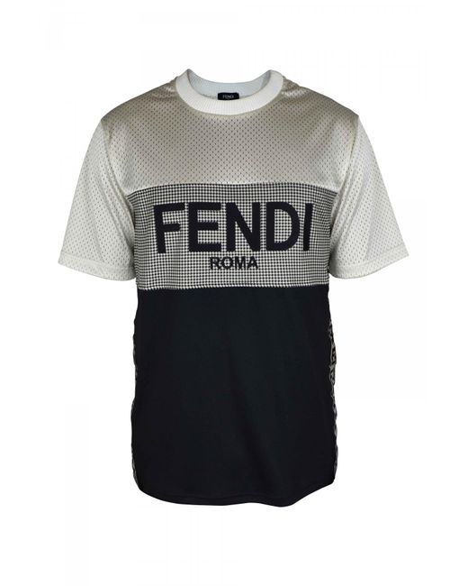 Fendi Logo 3d-effect Crewneck T-shirt in Gray for Men