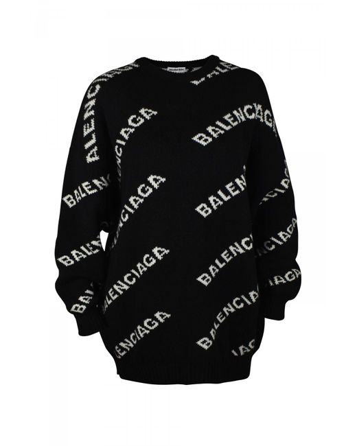 Balenciaga Logo Knit Sweater in Black Lyst UK