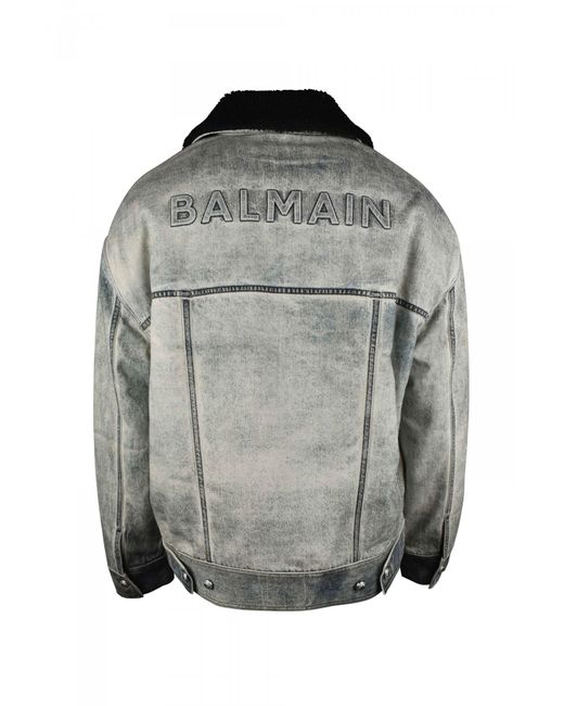 Balmain Embossed Back Logo Denim Jacket Balmain