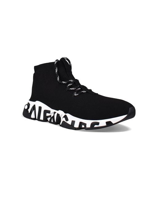 Balenciaga Black Sneakers Speed Lace Up Graffiti for men