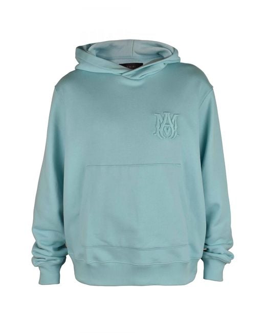 Amiri Blue Hooded- Cotton Sweatshirt With Embroidered Logos for men