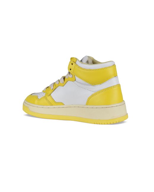 Autry Yellow Mid Medalist Sneakers