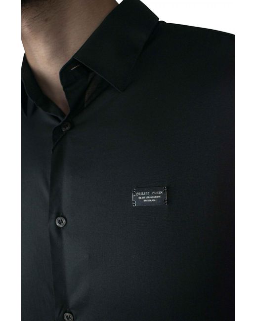 Camicia Diamond Cut LS Iconic di Philipp Plein in Black da Uomo