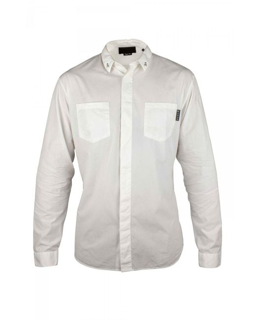 Philipp Plein Gray Diamond Cut Ls Shirt for men