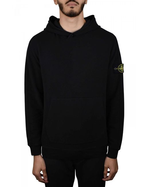 Stone Island Black Hooded Sweatshirt for men