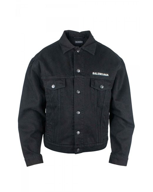 Balenciaga Black Denim Crew Logo Jacket for men