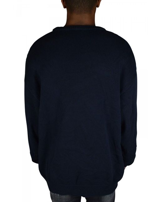 Balenciaga Blue Logo Knit Cotton Sweater for men