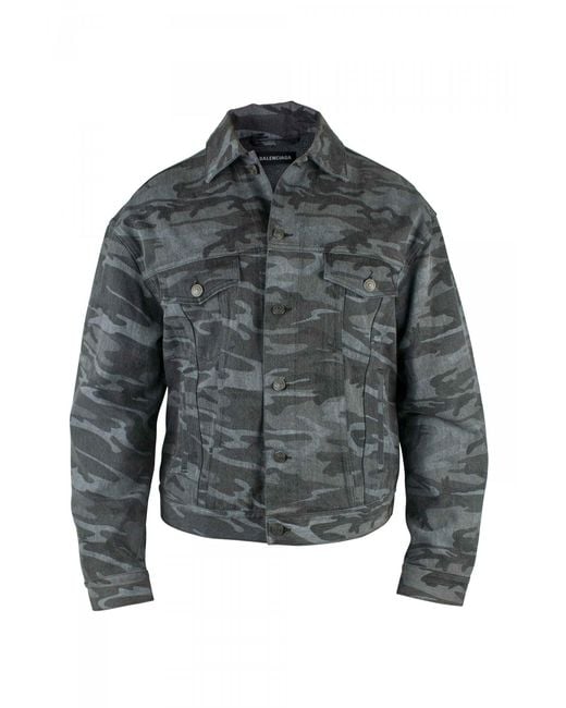 Balenciaga Gray Camouflage Denim Jacket for men