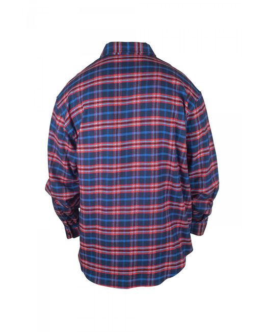Balenciaga Blue Classic Checked Cotton Shirt for men