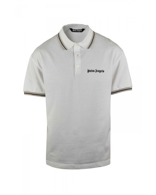 Palm Angels Gray Classic Polo With Striped Trim for men