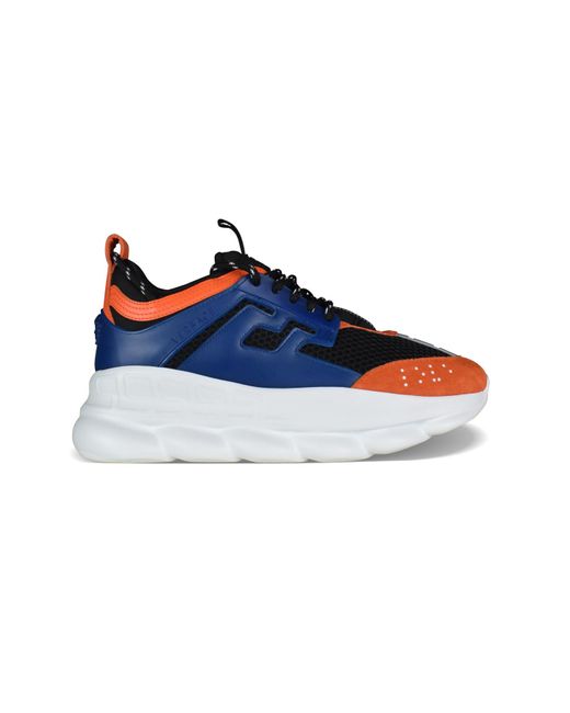Sneakers luxury man - Sneakers Versace Chain Reaction navy blue and orange