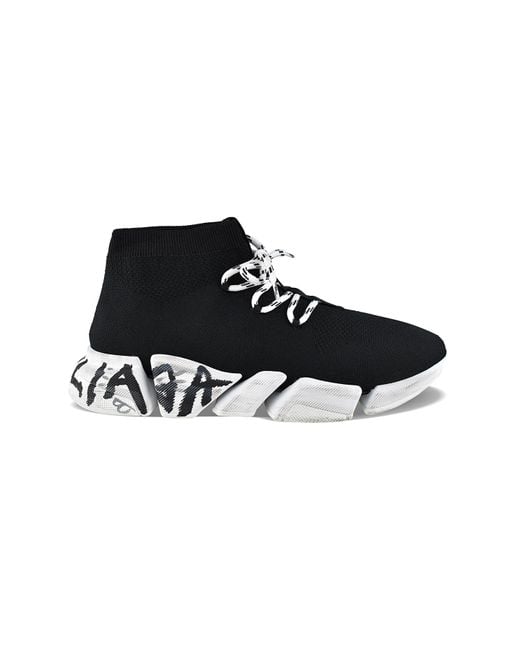 Balenciaga Black Sneakers Speed Lace Up Graffiti for men