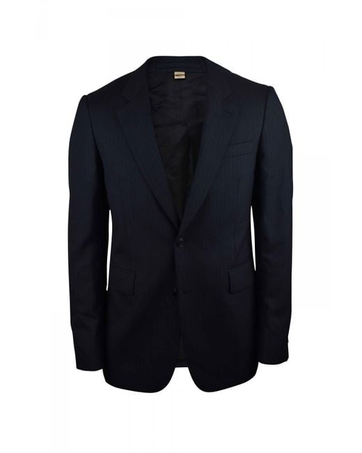 Burberry Blue Pinstripe Wool Suit Jacket for men