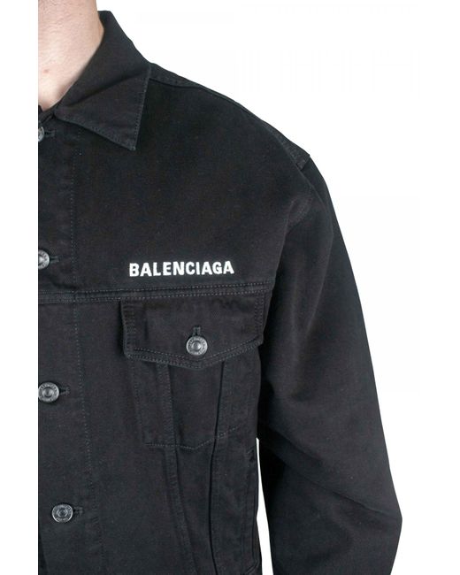 Balenciaga Black Denim Crew Logo Jacket for men
