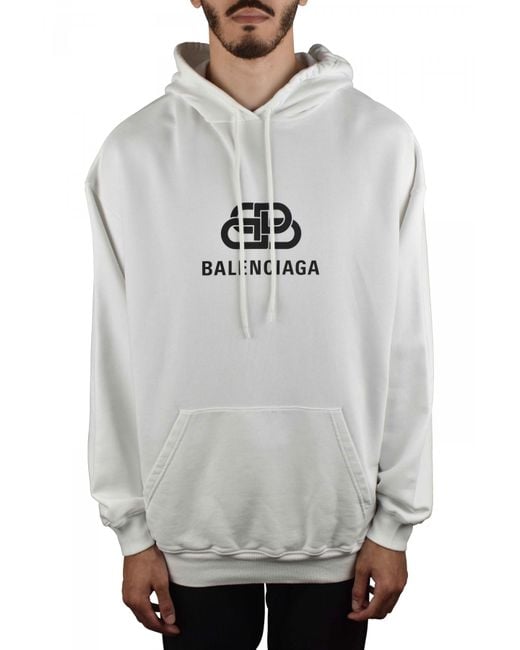 Balenciaga Gray Oversized Logo Print Cotton Hoodie