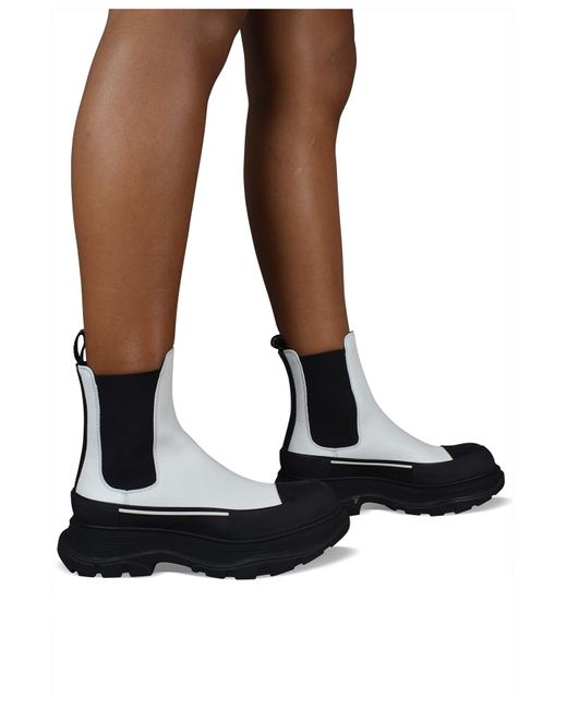 McQueen White Tread Slick Leather Boot