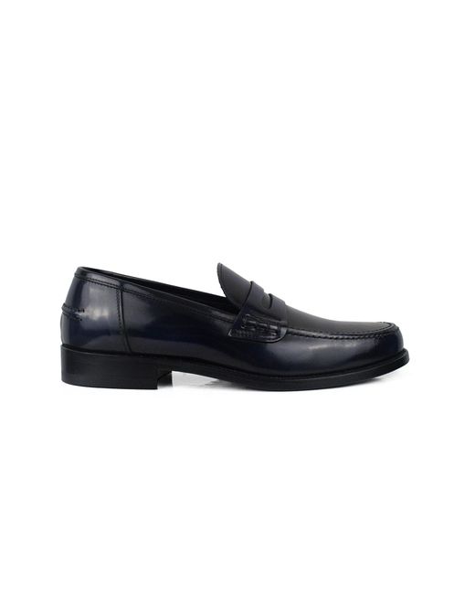 ALBERTO Blue Leather Loafers for men