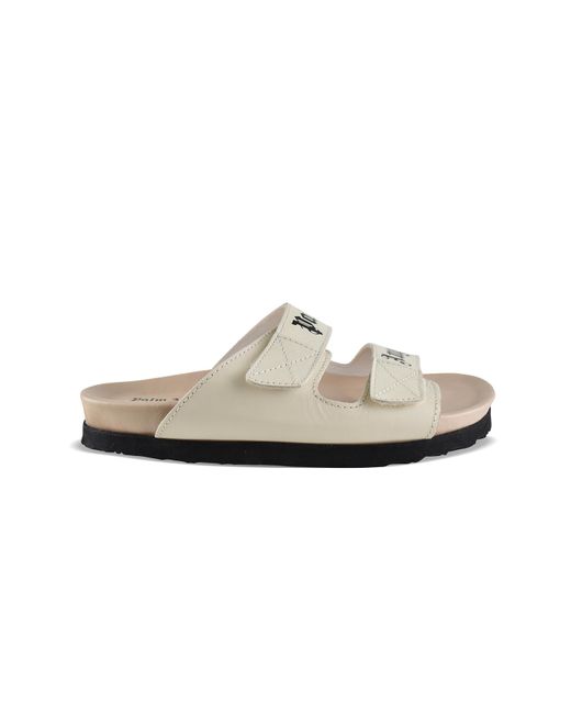 Palm Angels White Two-Strap Leather Sandals