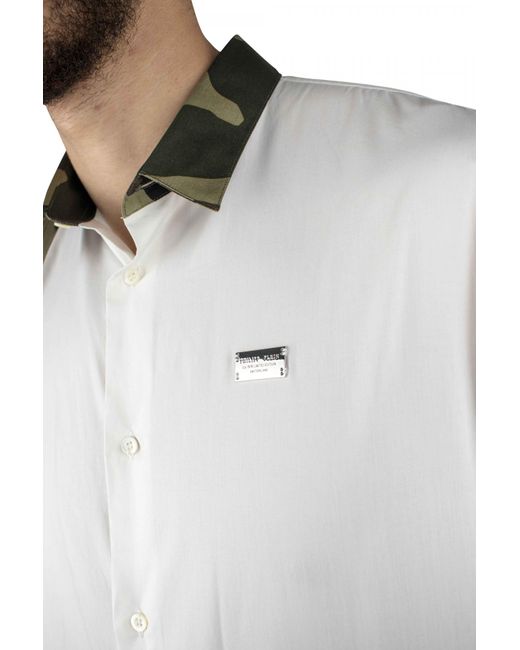 Philipp Plein White Diamond Cut Ls Iconic Shirt for men