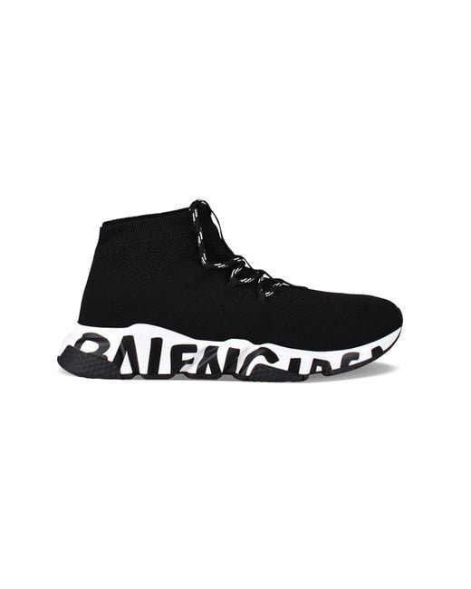 Balenciaga Black Sneakers Speed Lace Up Graffiti for men