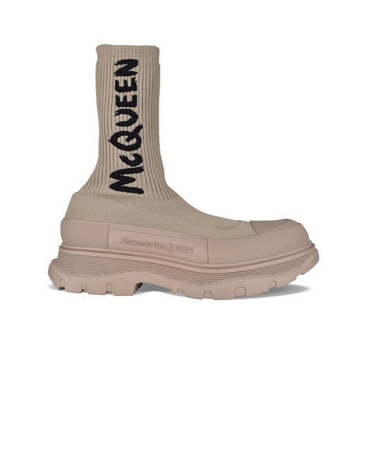 Alexander McQueen Natural Graffiti Tread Slick Boots for men
