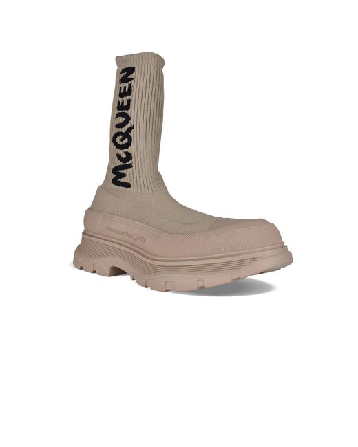 Alexander McQueen Natural Graffiti Tread Slick Boots for men