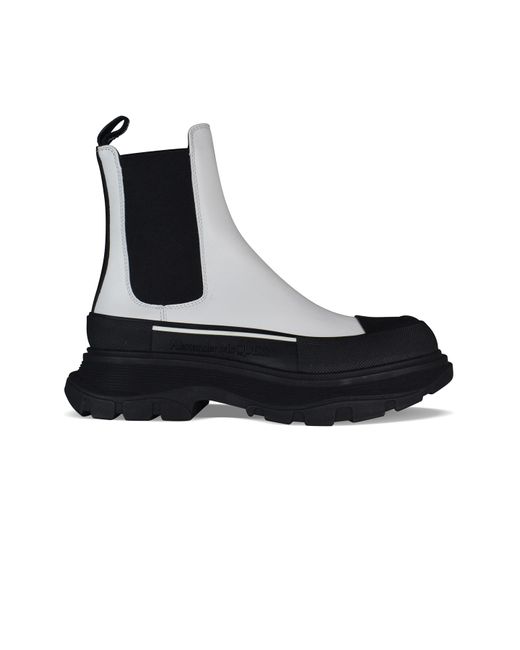 McQueen White Tread Slick Leather Boot