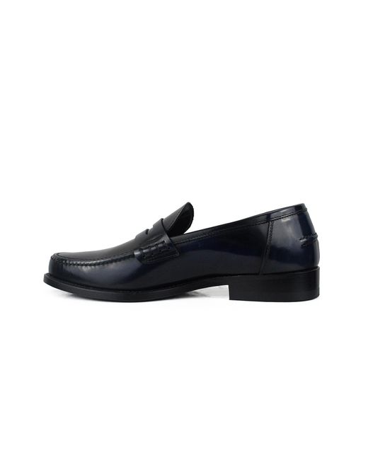 ALBERTO Blue Leather Loafers for men