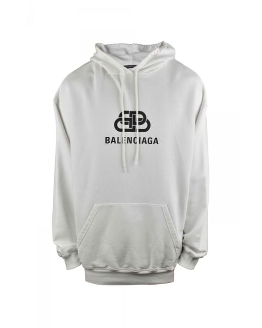 Balenciaga Gray Oversized Logo Print Cotton Hoodie