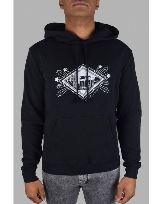 Sudadera con capucha y logo Saint Laurent de hombre de color Black