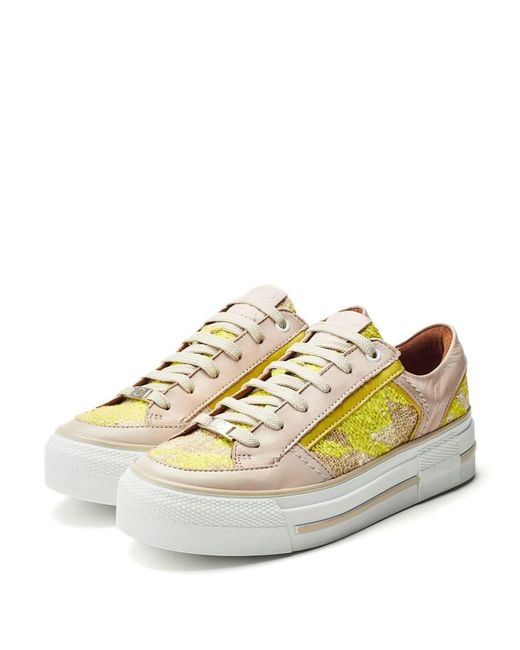 Moda In Pelle Yellow Button Textile