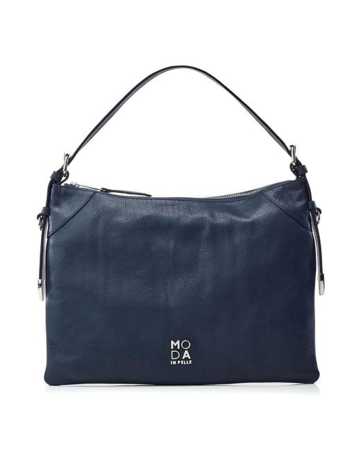 Moda In Pelle Blue Jasmine Bag Navy Leather