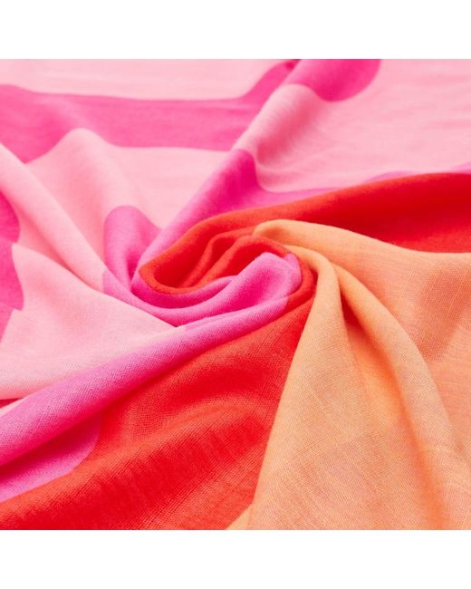Moda In Pelle Red Positano Scarf Pink-orange Textile