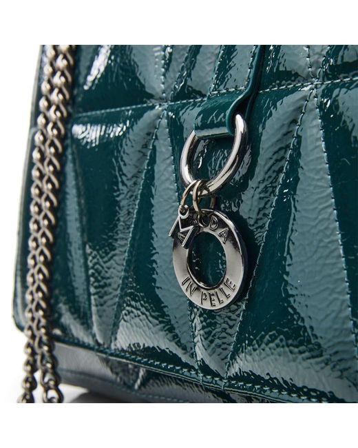 Moda In Pelle Green Charleigh Bag Teal Patent