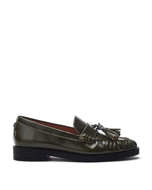 Moda In Pelle Black Fura Khaki Patent Leather