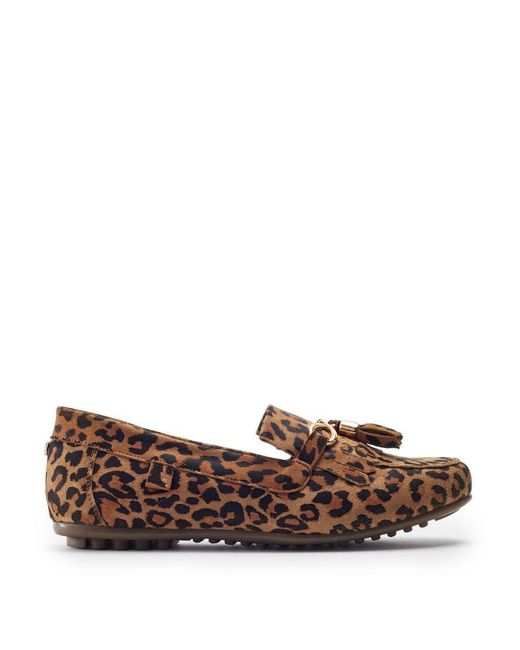 Moda In Pelle Brown Essana Leopard Suede