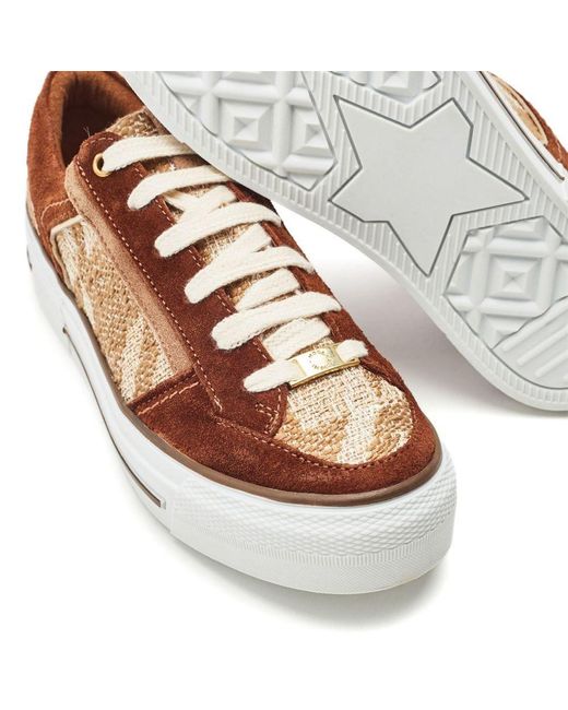 Moda In Pelle Brown Button Textile