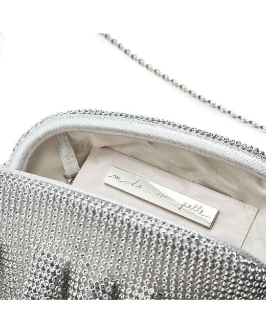 Moda In Pelle Gray Rihannon Bag Silver Textile